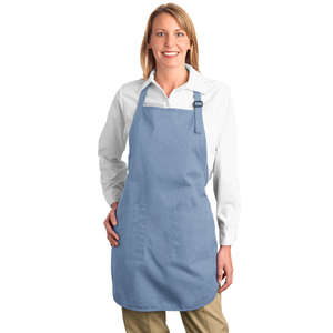 Port Authority Full Length Apron with Pockets - Dark/All Blue, Washed Denim