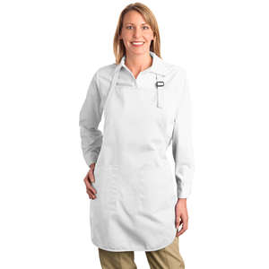 Port Authority Full Length Apron with Pockets - Dark/All White