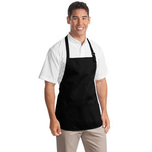 Port Authority Medium Length Apron with Pouch Pockets - Dark/All Black