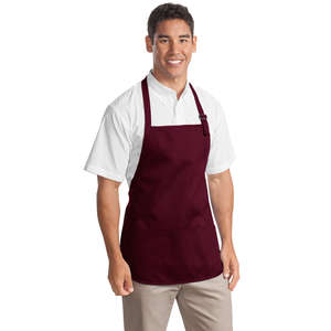 Port Authority Medium Length Apron with Pouch Pockets - Dark/All Maroon
