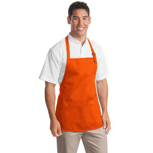 Port Authority Medium Length Apron with Pouch Pockets - Dark/All Orange