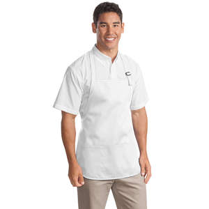 Port Authority Medium Length Apron with Pouch Pockets - Dark/All White