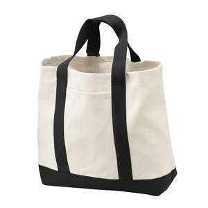 Port and Company 2-Tone Shopping Tote - Dark/All Natural/Black