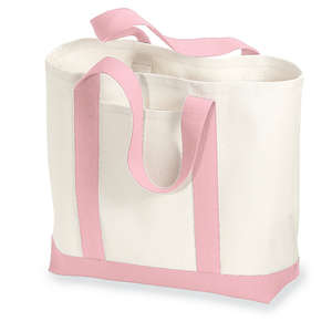 Port and Company 2-Tone Shopping Tote - Dark/All Natural/Pink
