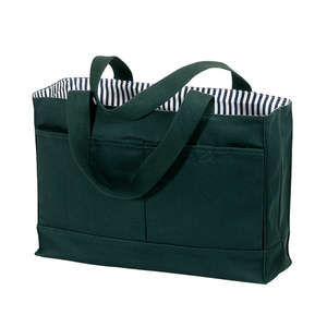 Port and Company Double Pocket Tote - Dark/All Green, Hunter/Blue, Navy Stripes