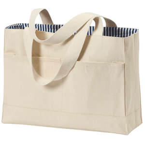 Port and Company Double Pocket Tote - Dark/All Natural/Blue, Navy