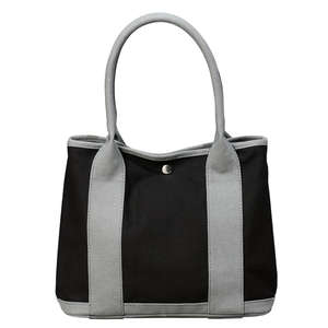 Port Authority Mini Canvas Tote with Contrast Handles - Dark/All Black/Charcoal