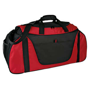 Port and Company Two-Tone Small Duffel - Dark/All Red/Black
