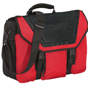 Port Authority Messenger Briefcase - Dark/All Red, Chili/Black