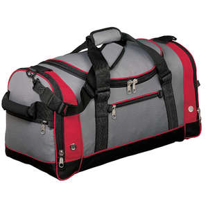 Port Authority Voyager Sports Duffel - Dark/All Red/Gray