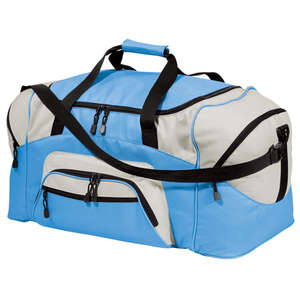 Port and Company Colorblock Sport Duffel - Dark/All Blue, Carolina/Gray