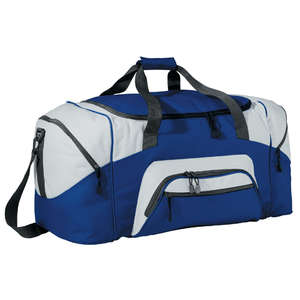 Port and Company Colorblock Sport Duffel - Dark/All Blue, Royal/Gray