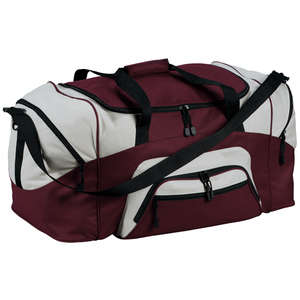 Port and Company Colorblock Sport Duffel - Dark/All Maroon/Gray