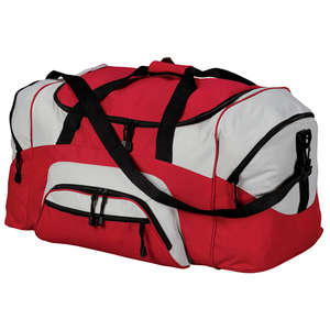 Port and Company Colorblock Sport Duffel - Dark/All Red/Gray