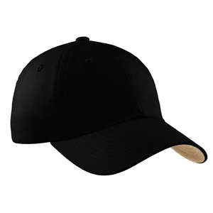 Port Authority Brushed Canvas Cap with Contrast Underbill - Dark/All Black/Stone