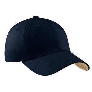 Port Authority Brushed Canvas Cap with Contrast Underbill - Dark/All Blue, Navy/Stone