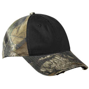 Port Authority Camo Cap with Contrast Front Panel - Dark/All Mossy Oak/Black