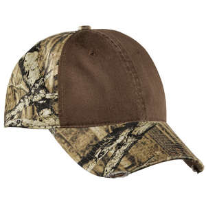Port Authority Camo Cap with Contrast Front Panel - Dark/All Mossy Oak Infinity/Chocolate
