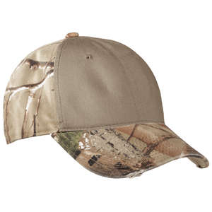 Port Authority Camo Cap with Contrast Front Panel - Dark/All Real Tree/Tan