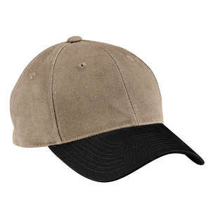 Port Authority Two-Tone Brushed Twill Cap - Dark/All Khaki/Black