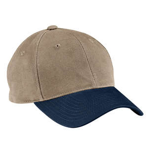 Port Authority Two-Tone Brushed Twill Cap - Dark/All Khaki/Blue, Navy