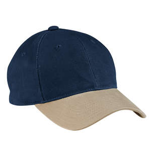 Port Authority Two-Tone Brushed Twill Cap - Dark/All Blue, Navy/Khaki