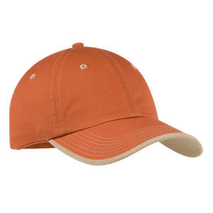 Port Authority Vintage Washed Contrast Stitch Cap - Dark/All Orange, Burnt/Sand