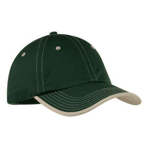 Port Authority Vintage Washed Contrast Stitch Cap - Dark/All Green, Hunter/Stone