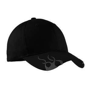 Port Authority Racing Cap with Flames - Dark/All Black/Charcoal