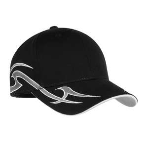 Port Authority Racing Cap with Sickle Flames - Dark/All Black/Silver
