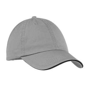 Port and Company Washed Twill Sandwich Bill Cap - Dark/All Chrome/Black