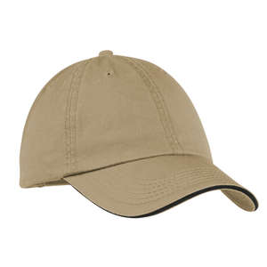 Port and Company Washed Twill Sandwich Bill Cap - Dark/All Khaki/Black