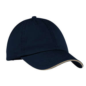 Port and Company Washed Twill Sandwich Bill Cap - Dark/All Blue, Navy/Khaki