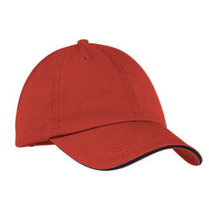Port and Company Washed Twill Sandwich Bill Cap - Dark/All Red/Blue, Navy