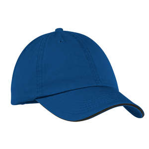 Port and Company Washed Twill Sandwich Bill Cap - Dark/All Blue, Royal/Black