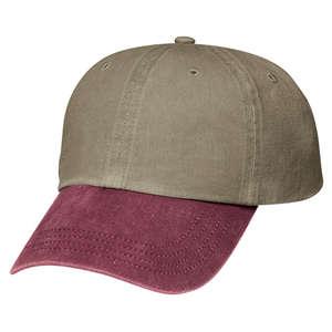 Port and Company Two-Tone Pigment-Dyed Cap - Dark/All Khaki/Maroon