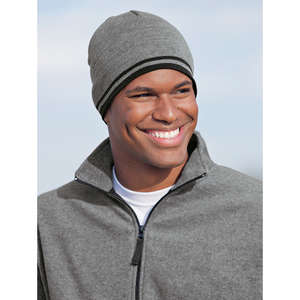 Port and Company Fine Knit Skull Cap with Stripes - Dark/All 