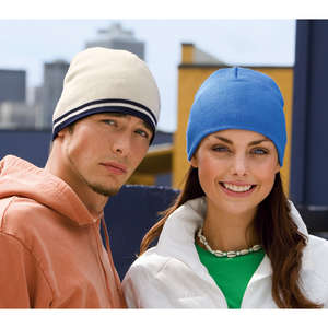 Port and Company Fine Knit Skull Cap with Stripes - Dark/All 