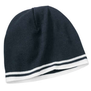 Port and Company Fine Knit Skull Cap with Stripes - Dark/All Blue, Navy/White