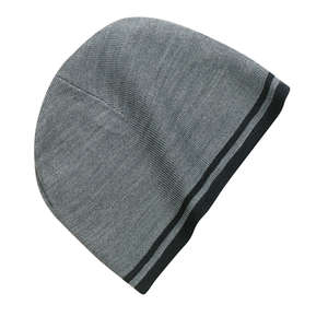 Port and Company Fine Knit Skull Cap with Stripes - Dark/All Gray, Oxford/Black