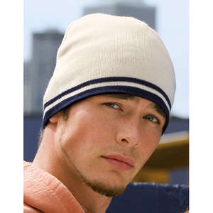 Port and Company Fine Knit Skull Cap with Stripes - Dark/All 