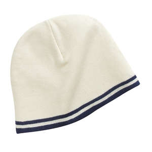 Port and Company Fine Knit Skull Cap with Stripes - Dark/All Stone/Blue, Navy