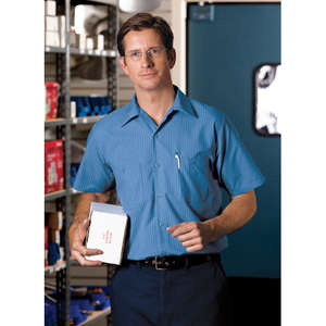CornerStone Short Sleeve Striped Industrial Work Shirt - Dark/Colors
