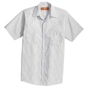 CornerStone Short Sleeve Striped Industrial Work Shirt - Dark/Colors Gray/White