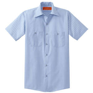 CornerStone Short Sleeve Striped Industrial Work Shirt - Dark/Colors Blue, Light/Blue, Navy