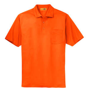CornerStone Industrial Pocket Pique Polo - Dark/All Orange, Safety