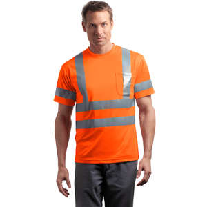 CornerStone ANSI Class 3 Short Sleeve Snag-Resistant Reflective T-Shirt - Dark/All Orange, Safety