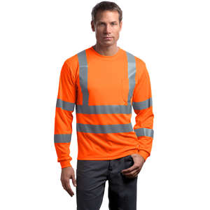 CornerStone ANSI Class 3 Long Sleeve Snag-Resistant Reflective T-Shirt - Dark/All Orange, Safety