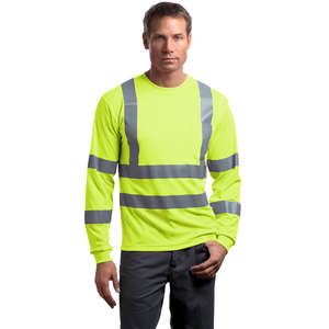 Custom Promotional CornerStone ANSI Class 3 Long Sleeve Snag-Resistant Reflective T-Shirt - Dark/All