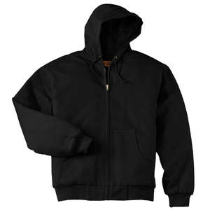 CornerStone Heavyweight Full-Zip Hooded Sweatshirt with Thermal Lining - Dark/All Black
